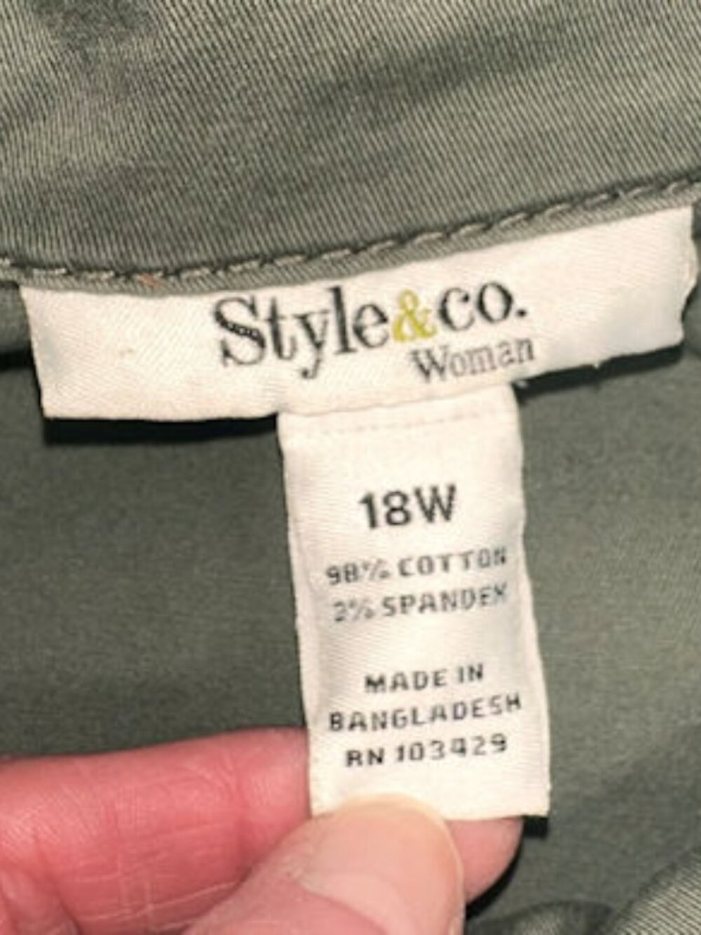 Style & Co Military-style Jacket, Green 18W - Picture 7 of 10